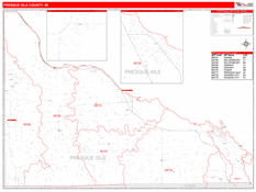 Presque Isle County, MI Digital Map Red Line Style